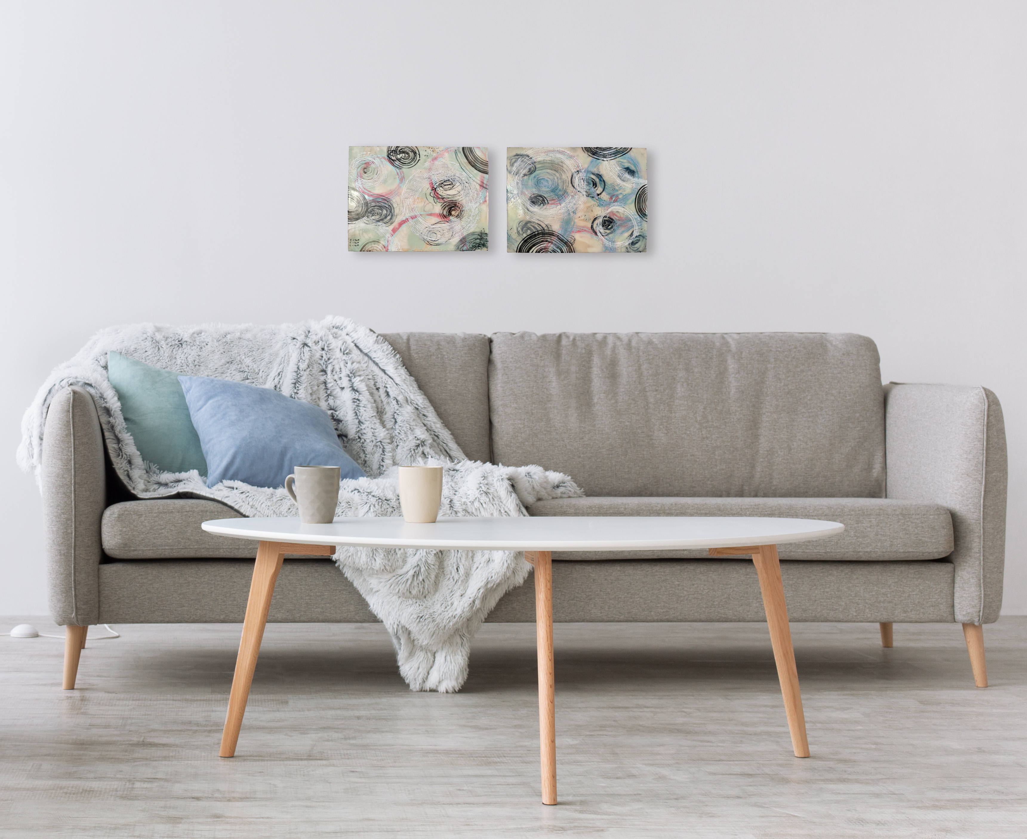 mock up of home space with painting on the wall